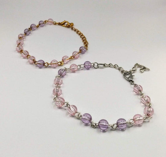 DeFit Designs BRACELET Light Clear Pink Bracelet-Pink And Gold Bracelet-Pink And Silver