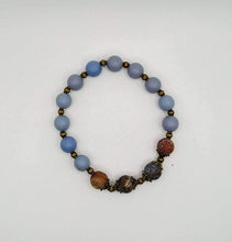 Load image into Gallery viewer, DeFit Designs Bracelets Blue Wood Bracelet-Agate Gemstone Bracelet-Blue Wooden Agate Bracelet
