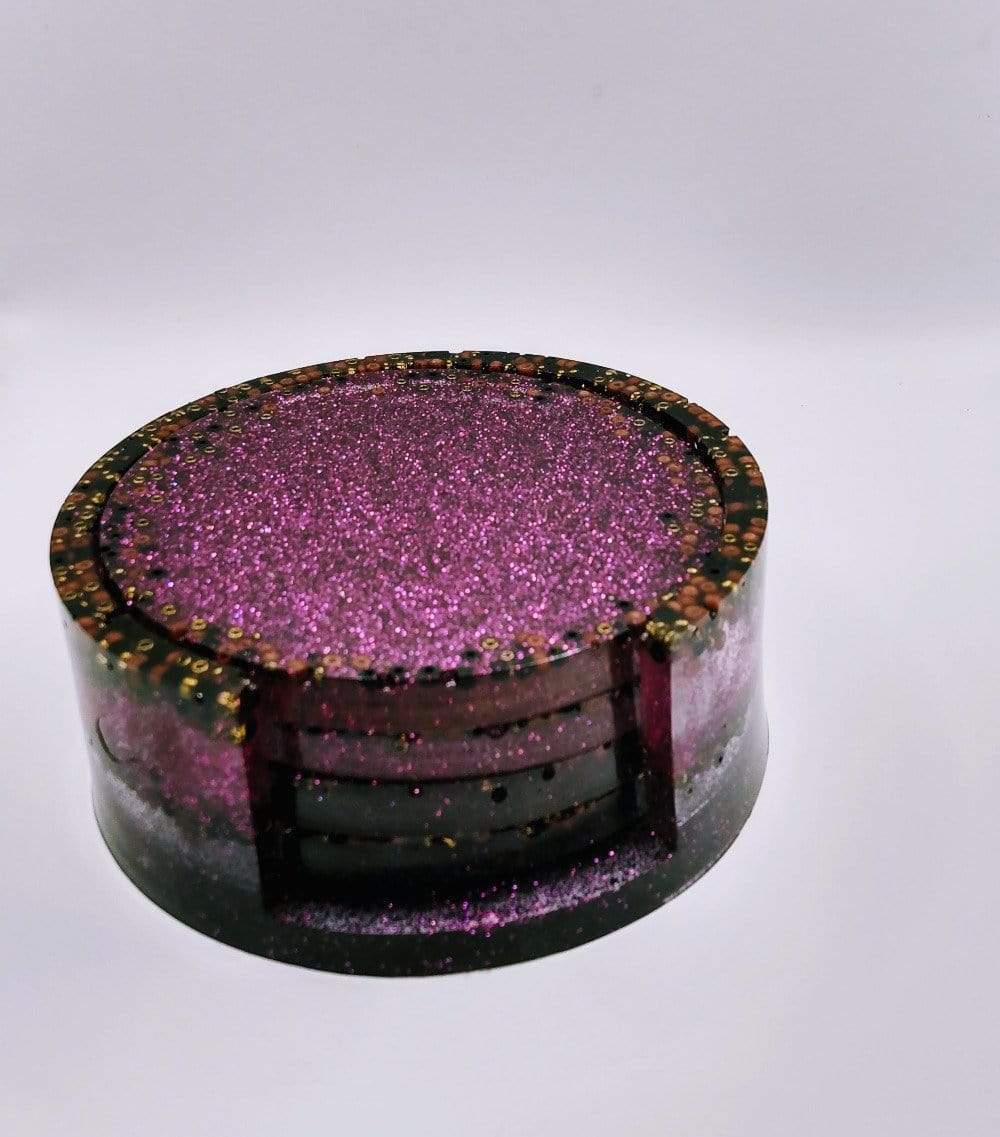 DeFit Designs Coasters Purple Seed Bead Coaster Set-Purple Coaster Set-Purple Drink Coaster
