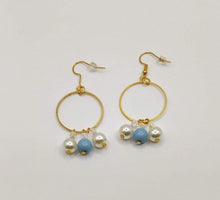 Load image into Gallery viewer, DeFit Designs Earrings Baby Blue Pearl And Gold Plated Hoop Earrings-Gold Small Hoop Earrings
