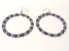 Charger l&#39;image dans la galerie, DeFit Designs Earrings Blue And Silver Aluminum Wire Hoop Earrings-Big Hoop Earrings
