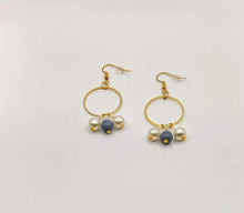 Load image into Gallery viewer, DeFit Designs Earrings Blue Pearl And Gold Plated Hoop Earrings-Gold Small Hoop Earrings
