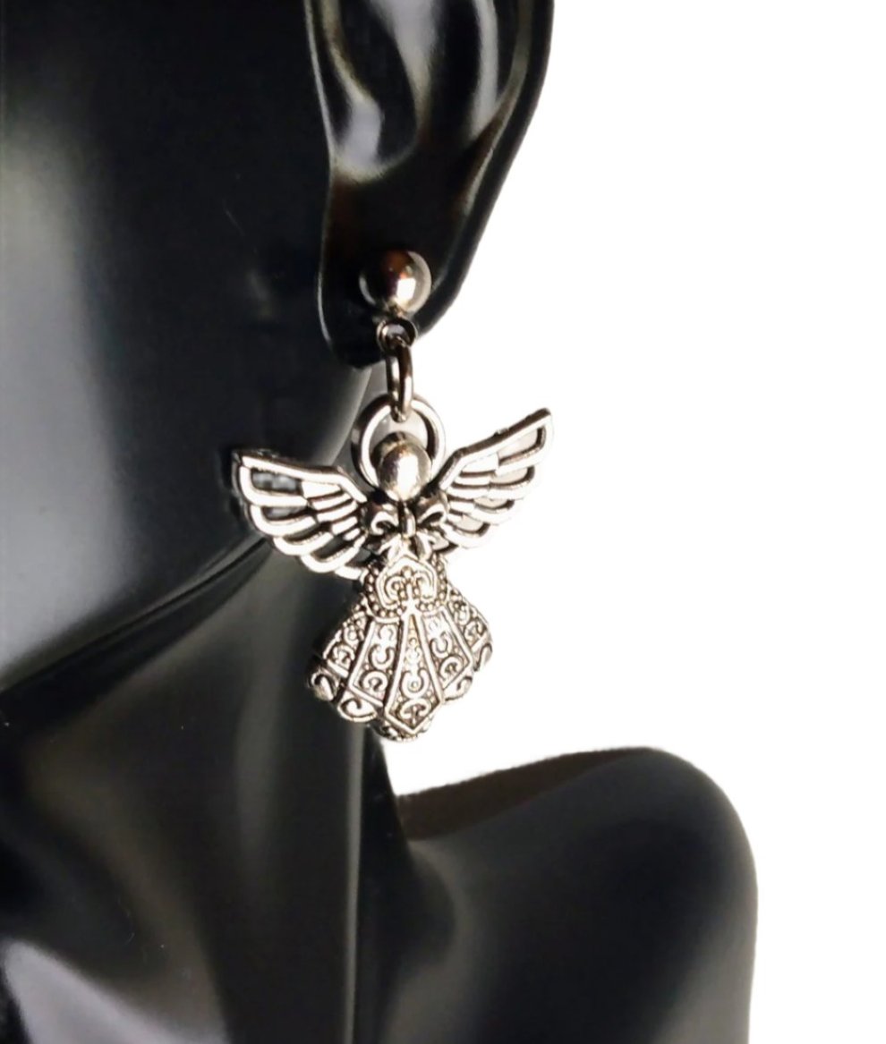 DeFit Designs Earrings Dangling Silver Angel Earrings-Angel Valentine Earrings