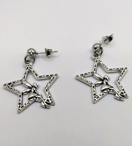 DeFit Designs Earrings Dangling Silver Fairy Earrings-Fairy Valentine Earrings
