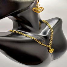Φόρτωση εικόνας στο εργαλείο προβολής Συλλογής, DeFit Designs Earrings Gold Heart Necklace And Earring Set-Heart Earrings-Heart Necklace
