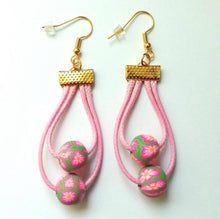 Φόρτωση εικόνας στο εργαλείο προβολής Συλλογής, DeFit Designs Earrings Light Pink Double Hole Hoop Earrings-Polymer Clay Teardrop Earrings
