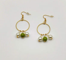 Load image into Gallery viewer, DeFit Designs Earrings Lime Green Pearl And Gold Plated Hoop Earrings-Gold Small Hoop Earrings
