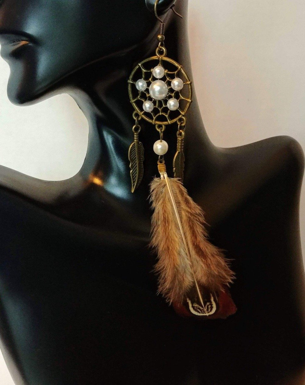 DeFit Designs Earrings Pheasant Feathered Earrings-Dream Catcher Earrings