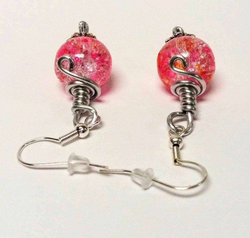 DeFit Designs Earrings Pink Aluminum Wire Wrapped Earrings-Pink Statement Earrings