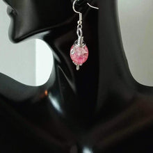 Load image into Gallery viewer, DeFit Designs Earrings Pink Aluminum Wire Wrapped Earrings-Pink Statement Earrings
