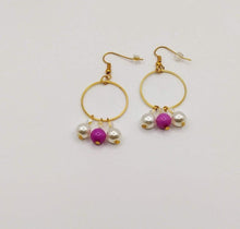 Load image into Gallery viewer, DeFit Designs Earrings Pink Pearl And Gold Plated Hoop Earrings-Gold Small Hoop Earrings
