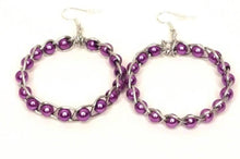 Charger l&#39;image dans la galerie, DeFit Designs Earrings Purple Braided Wire Earrings-Wire Wrapped Beaded Earrings-Big Hoop Earrings
