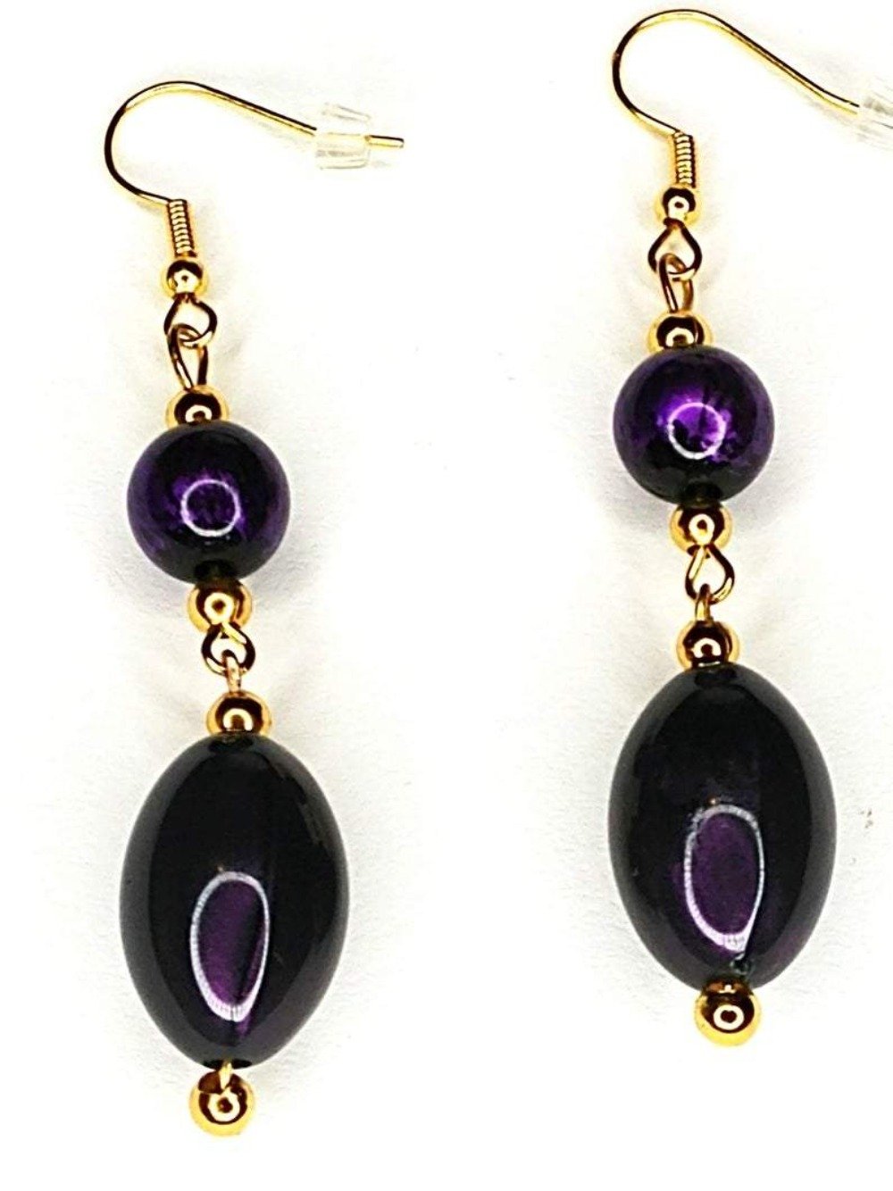 DeFit Designs Earrings Purple Dangling Earrings-Oval Shaped Earrings-Drop Earrings