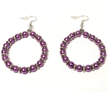 Charger l&#39;image dans la galerie, DeFit Designs Earrings Purple Hoop Dangling Earrings-Handmade Hoop Earrings
