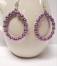 Charger l&#39;image dans la galerie, DeFit Designs Earrings Purple Hoop Dangling Earrings-Handmade Hoop Earrings
