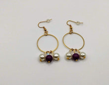 Load image into Gallery viewer, DeFit Designs Earrings Purple Pearl And Gold Plated Hoop Earrings-Gold Small Hoop Earrings
