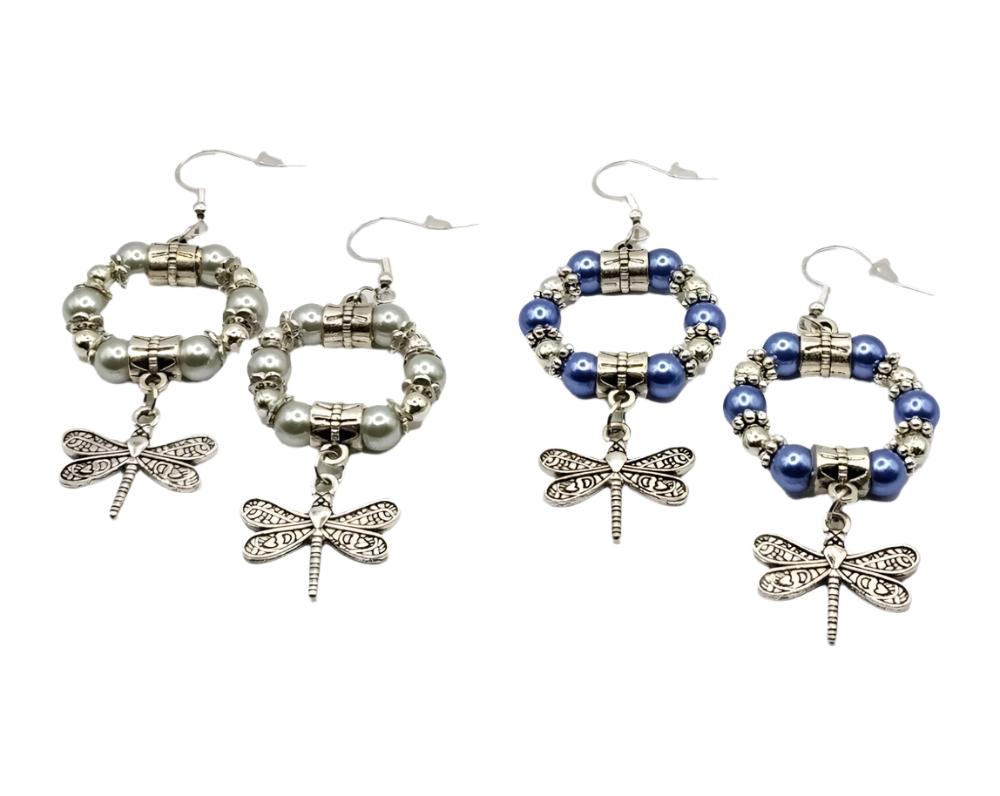 DeFit Designs Earrings Silver DragonFly Hoop Earrings-DragonFly Dangle Earrings