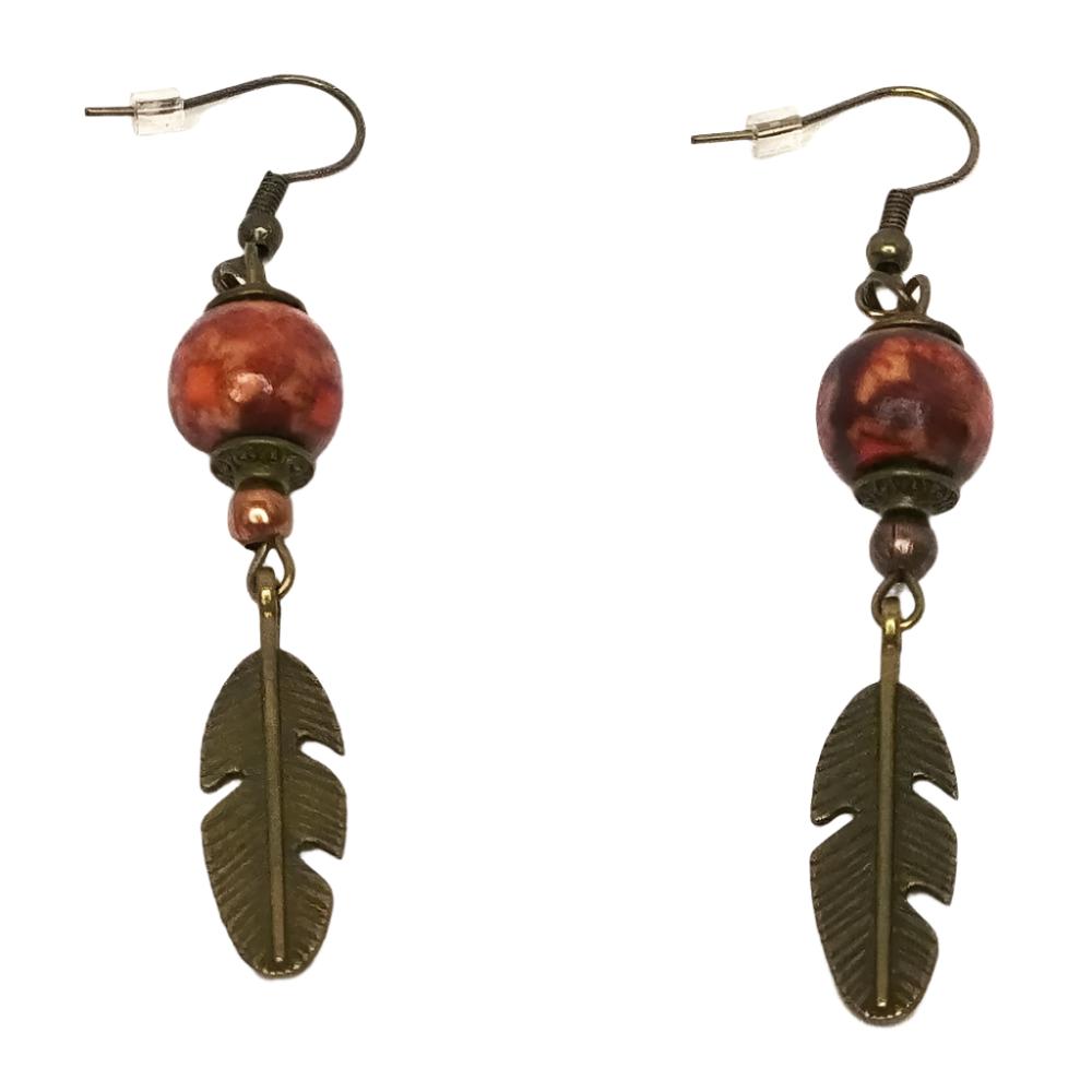 DeFit Designs Earrings Wooden Dreamcatcher Earrings-Dangling Dreamcatcher Earrings