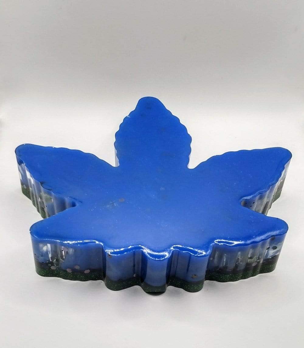 DeFit Designs Green/Blue Weed Smokers Ashtray-Weed Leaf Ashtray-Marijuana Ashtray