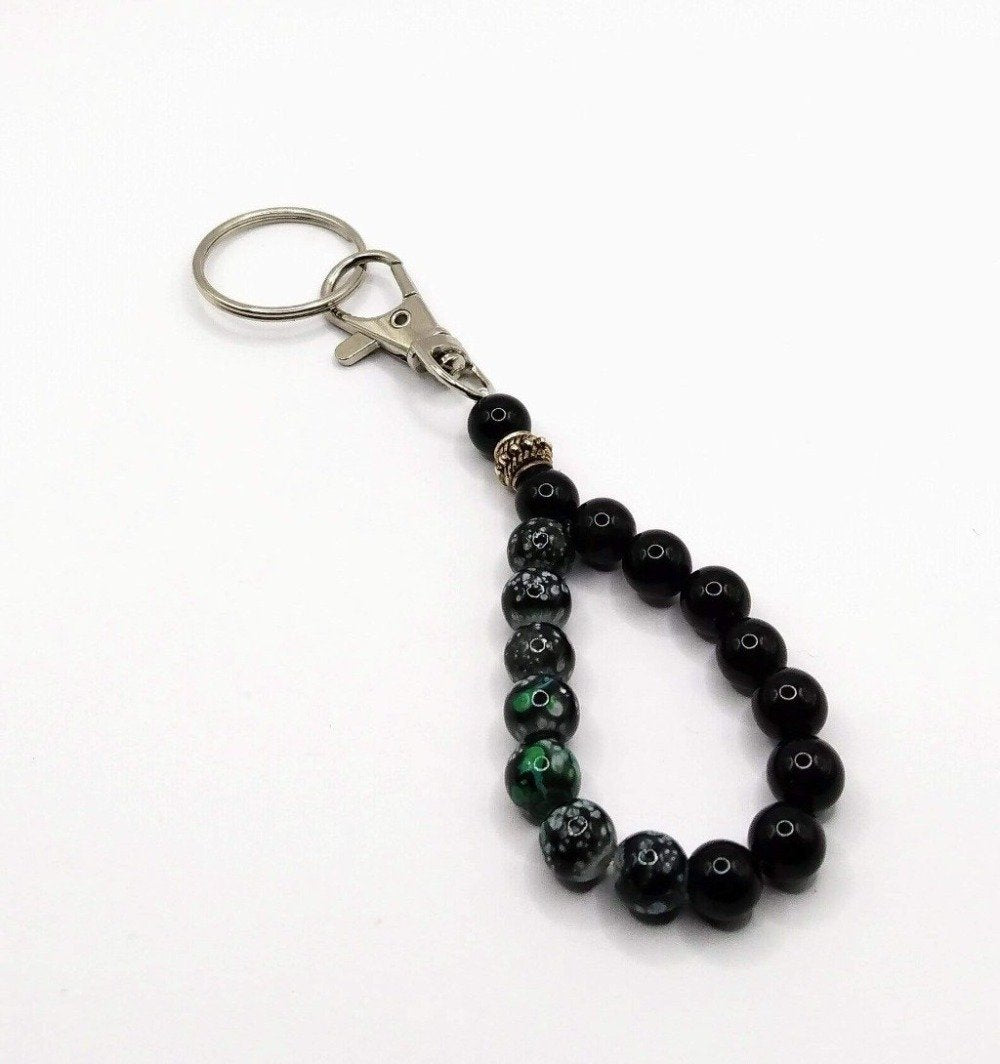 DeFit Designs Key Chains Black Onyx Natural Wood And Black Onyx Keychains