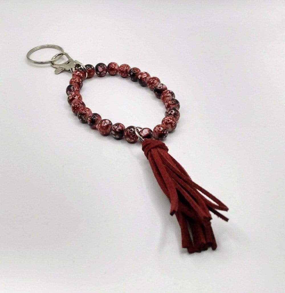 DeFit Designs Key Chains Dark Burgundy/Dots Wristlet Stretchy Keychain