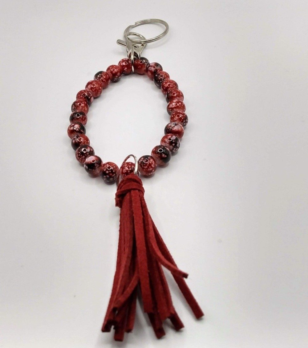 DeFit Designs Key Chains Light/Dark Burgundy Wristlet Stretchy Keychain