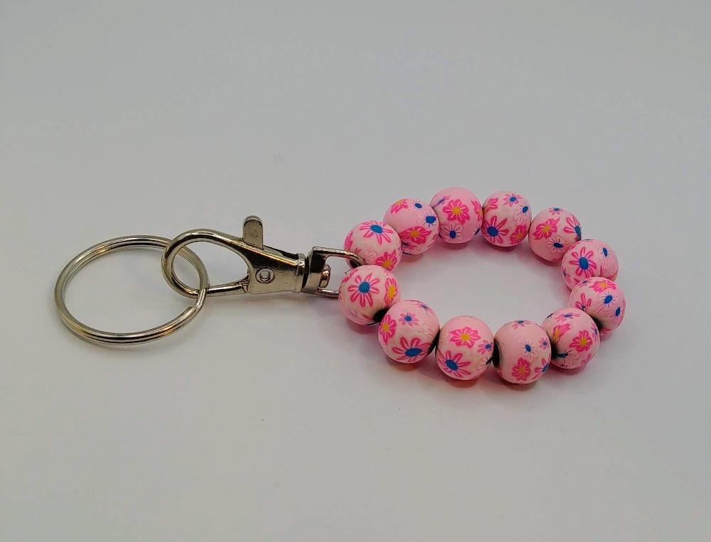 DeFit Designs Key Chains Light Pink Polymer Clay Keychain-Polymer Clay Beaded Keychain