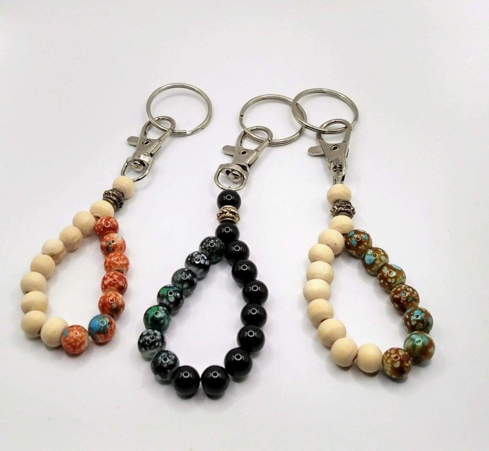 DeFit Designs Key Chains Natural Wood And Black Onyx Keychains