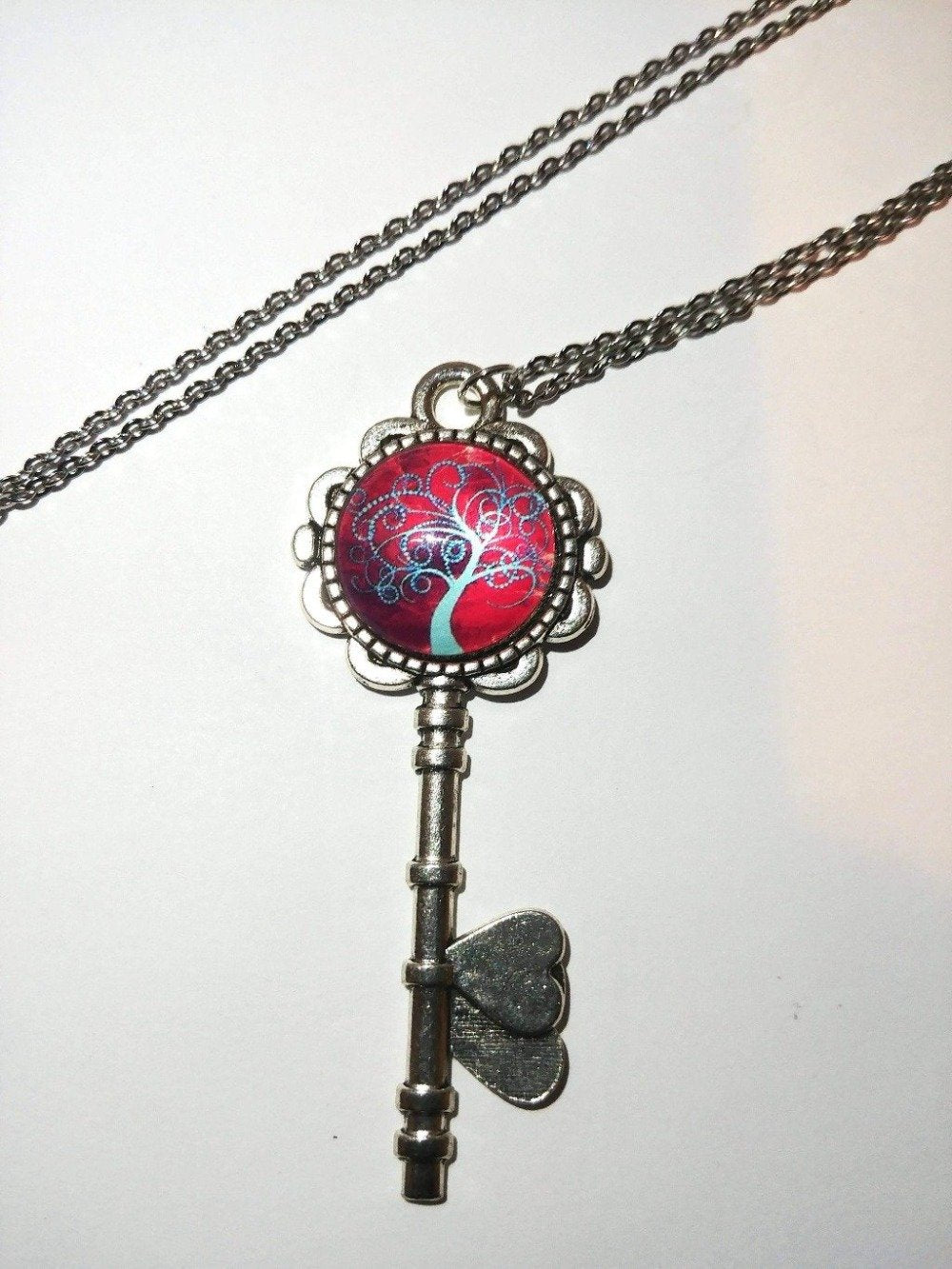 DeFit Designs NECKLACES Baby Blue And Pink Tree Of Life Necklace-Tree Of Life Cabochon