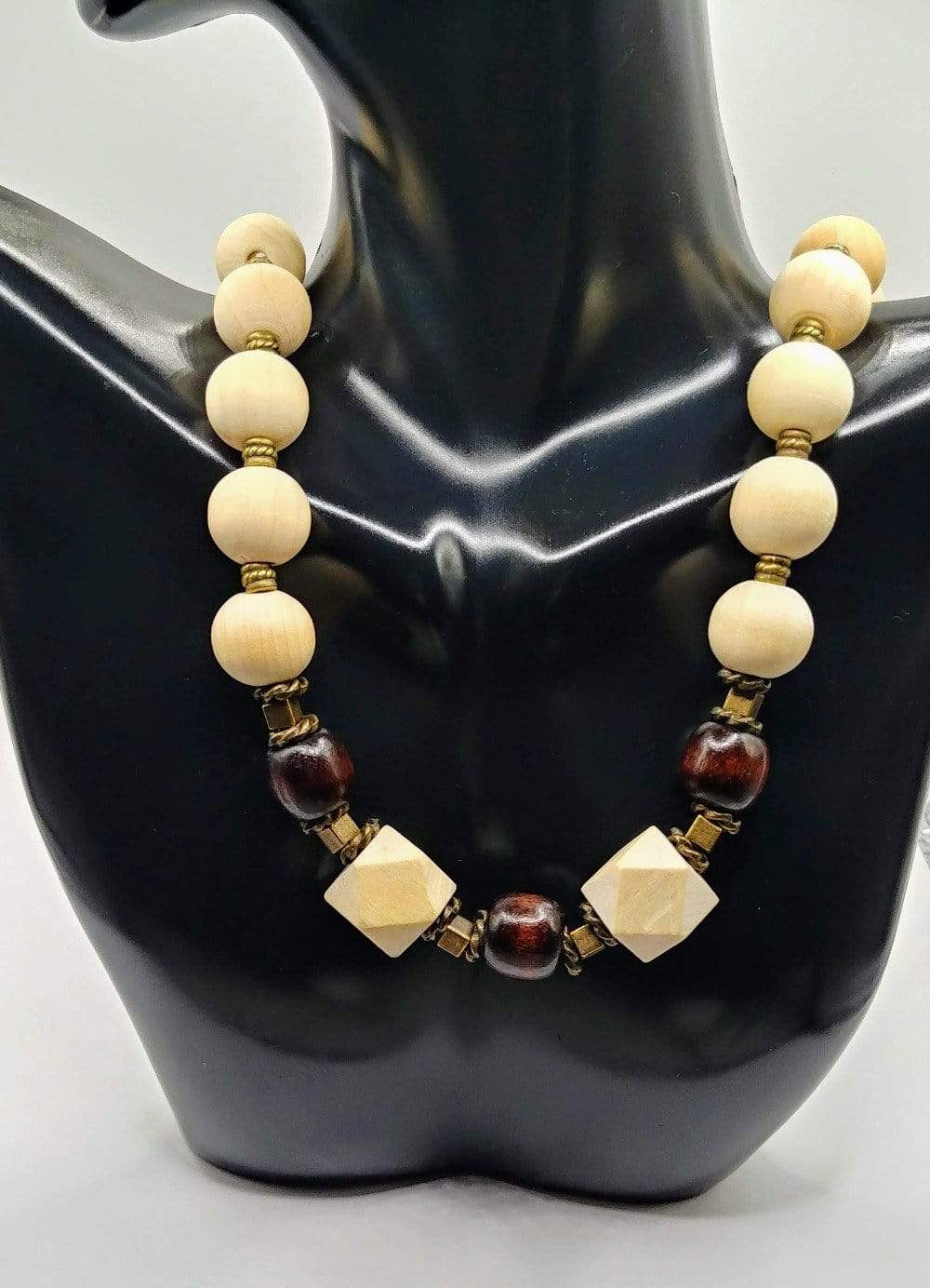 DeFit Designs Necklaces Chunky Wood Bead Necklace-Handmade Wooden Necklace