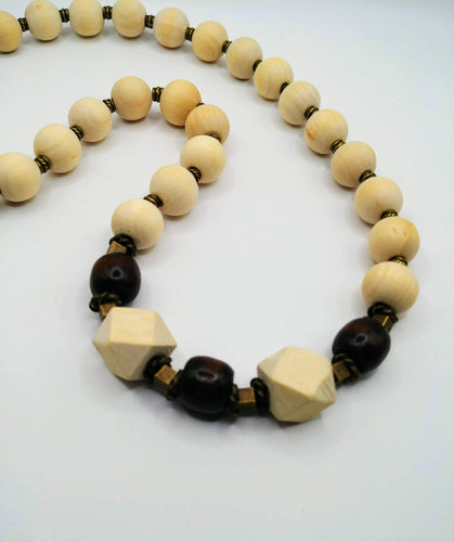 DeFit Designs Necklaces Chunky Wood Bead Necklace-Handmade Wooden Necklace