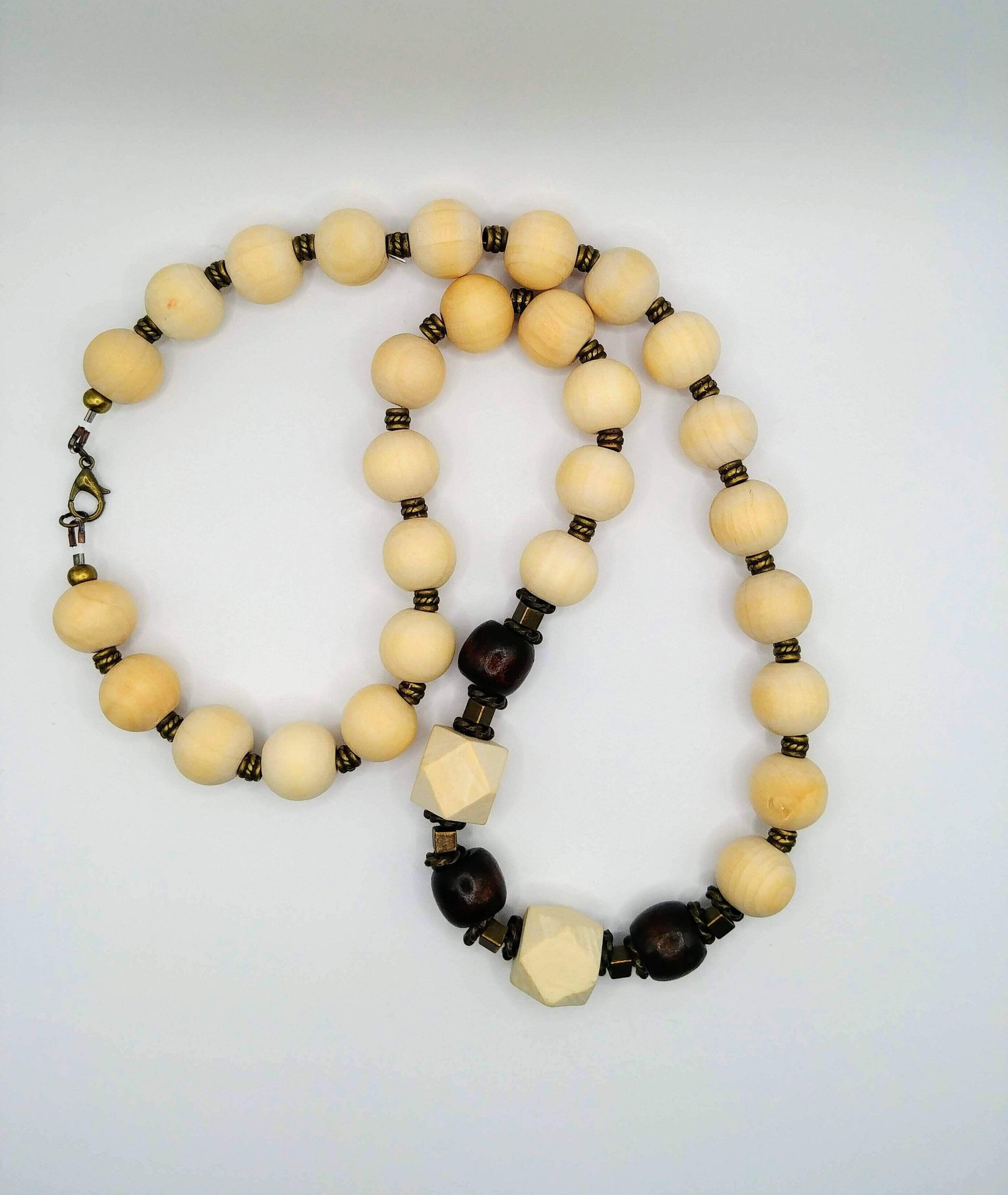 DeFit Designs Necklaces Chunky Wood Bead Necklace-Handmade Wooden Necklace