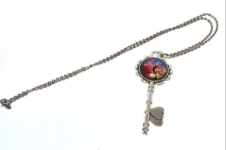 DeFit Designs NECKLACES Fiery Tree Of Life Necklace-Stainless Steel Cabochon Necklace