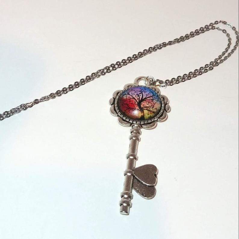 DeFit Designs NECKLACES Fiery Tree Of Life Necklace-Stainless Steel Cabochon Necklace