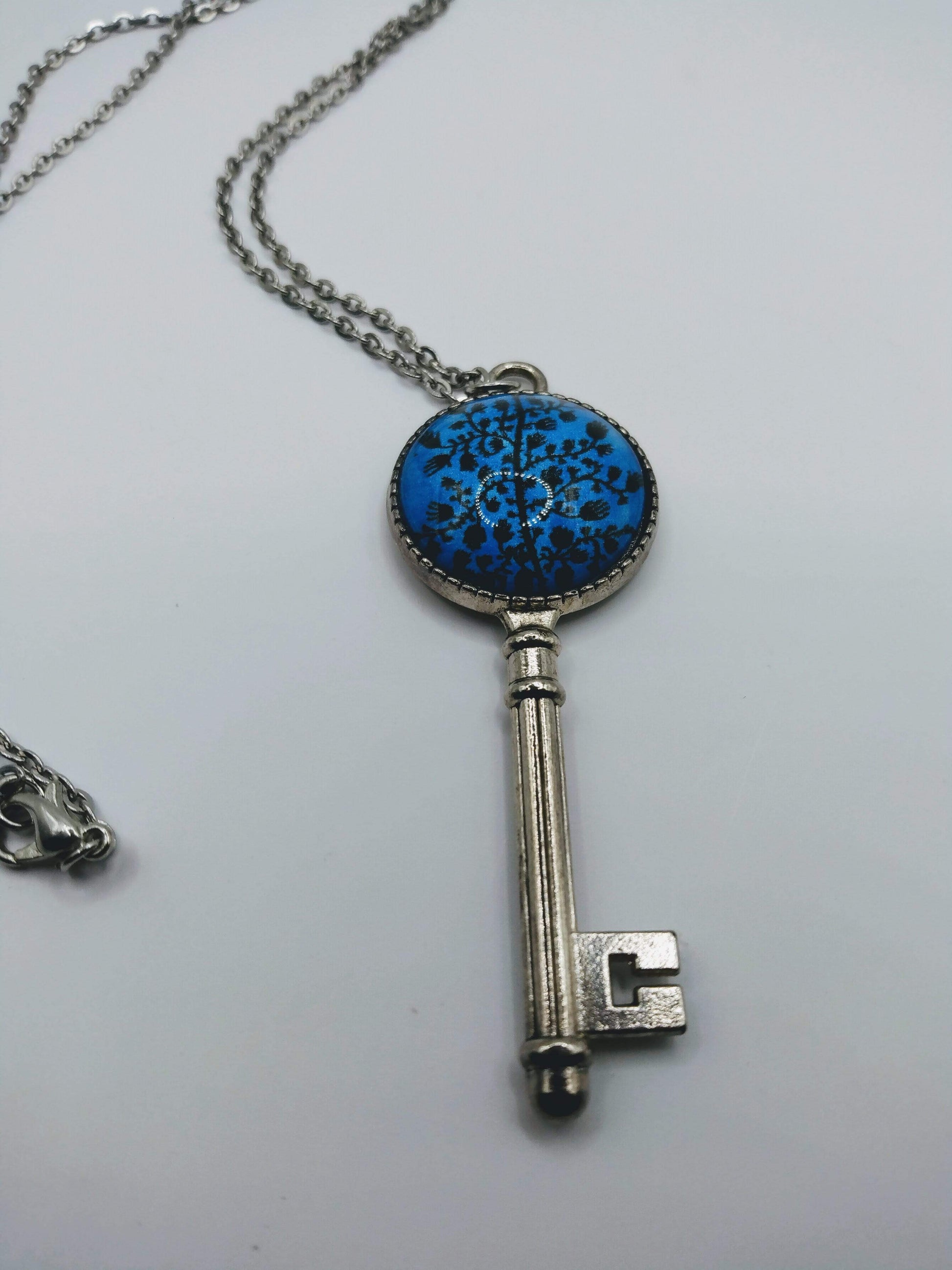 DeFit Designs NECKLACES Sprouting Tree 18" Tree Of Life Necklace-Blue Cabochon Key Necklace-Three Variations