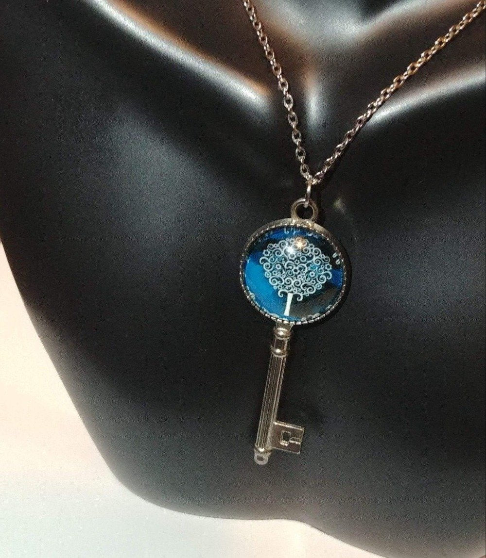 DeFit Designs NECKLACES Tree Of Life Necklace-Blue Cabochon Key Necklace-Three Variations