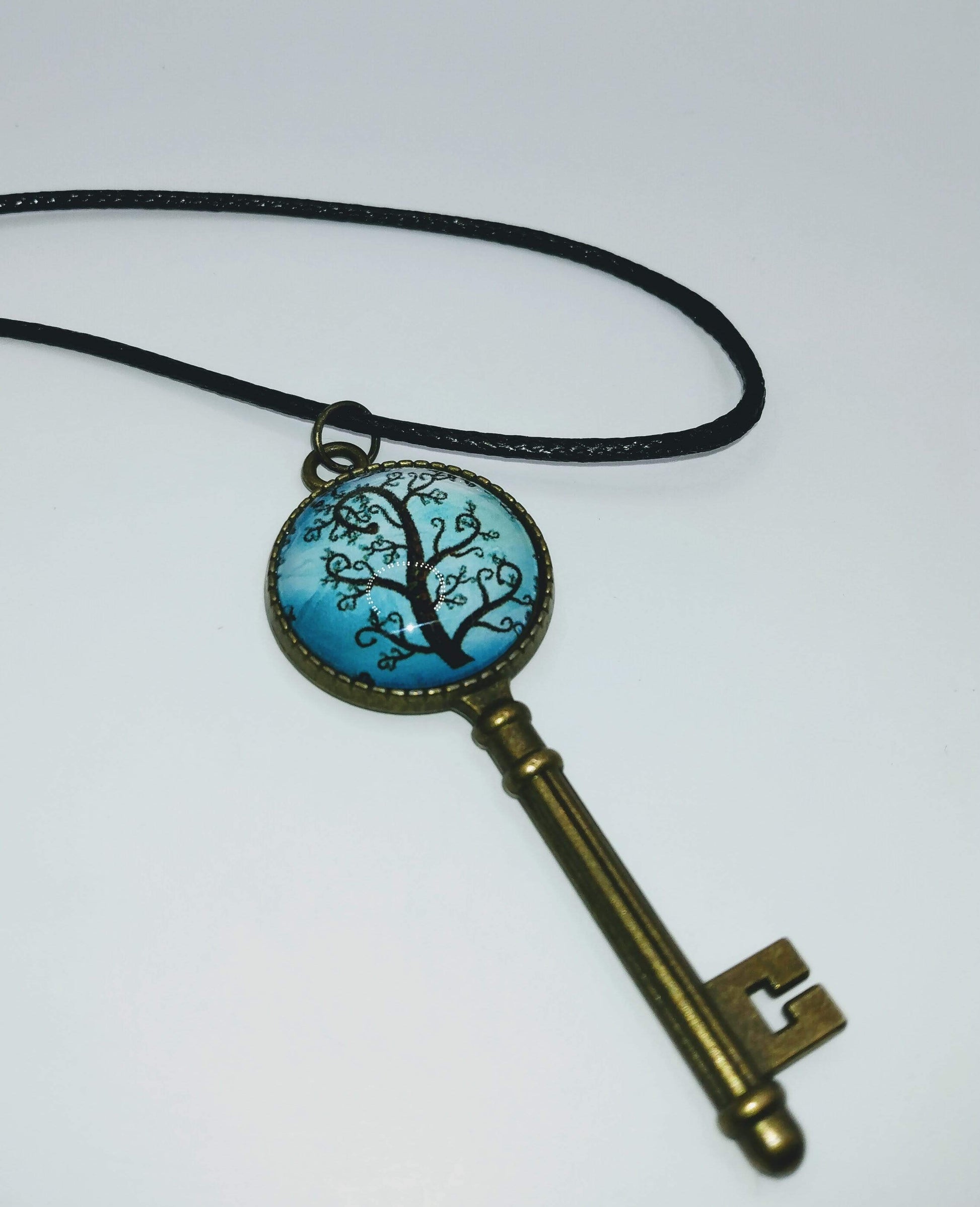 DeFit Designs Wicked Tree 2 Cabochon Key Necklace-Bronze Key Necklace-Cabochon Necklace