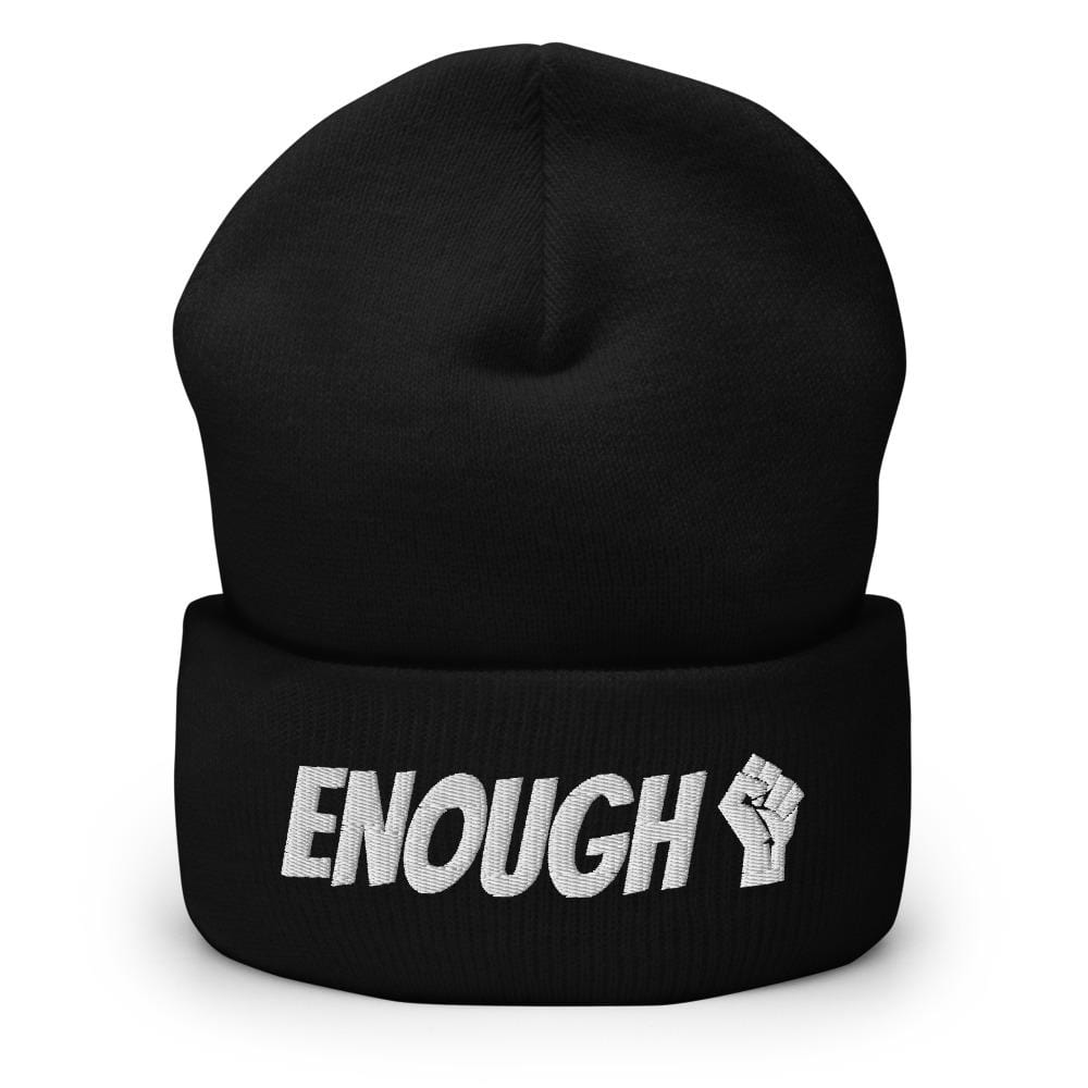 Printful Beanie Black Enough BLM Embroidered Beanie Hat-Embroidered Beanie Caps-Wht