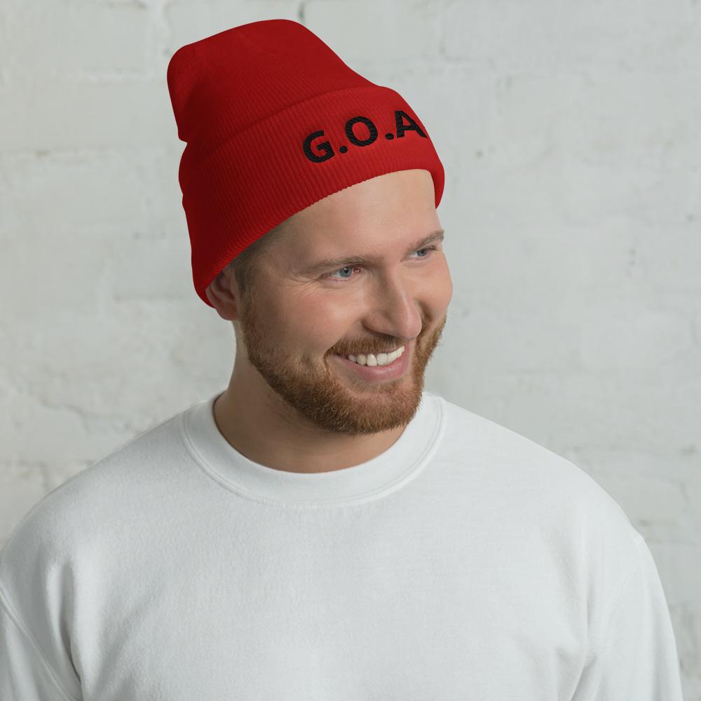 Printful Beanie G.O.A.T Embroidered Beanie Hat-Embroidered Beanie Caps-Black