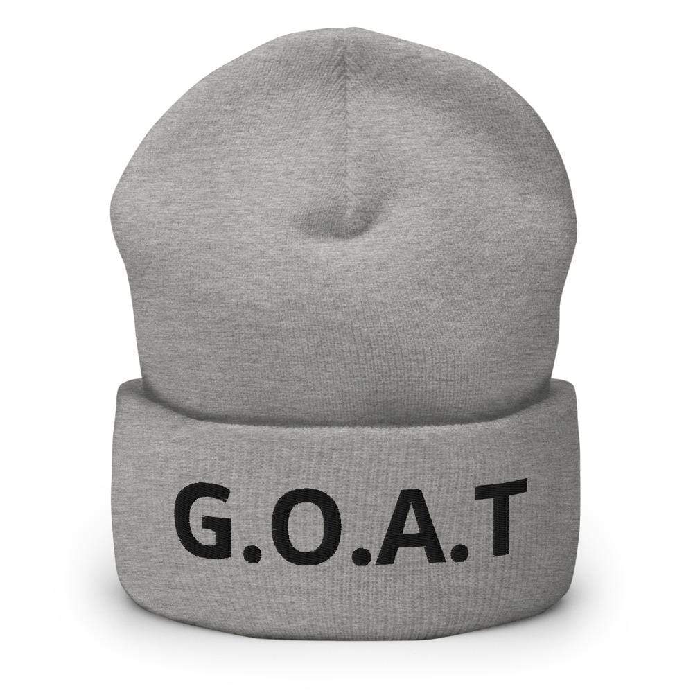 Printful Beanie Heather Grey G.O.A.T Embroidered Beanie Hat-Embroidered Beanie Caps-Black