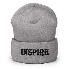 Load image into Gallery viewer, Printful Beanie Heather Grey Inspire Embroidered Beanie Hat-Embroidered Beanie Caps-Black
