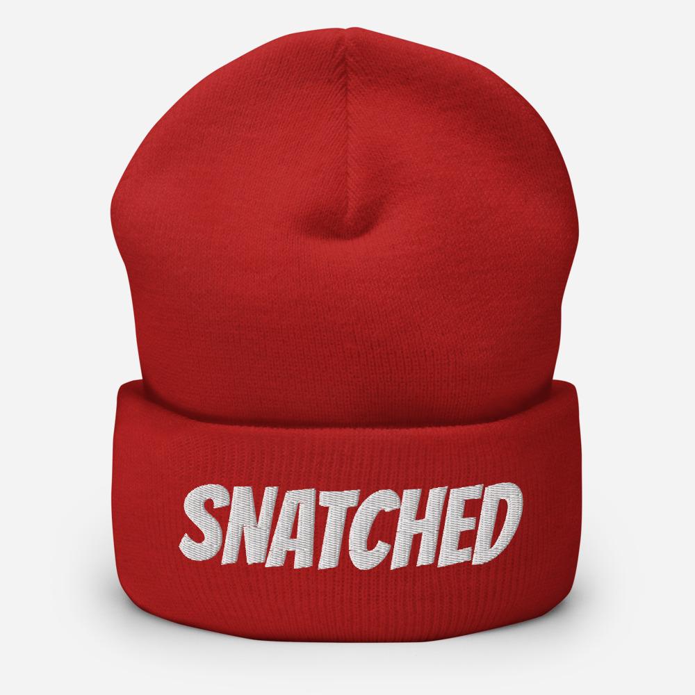 Printful Beanie Red Snatched Embroidered Beanie Hat-Embroidered Beanie Caps-White