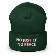 Load image into Gallery viewer, Printful Beanie Spruce No Justice No Peace BLM Embroidered Beanie Hat-White
