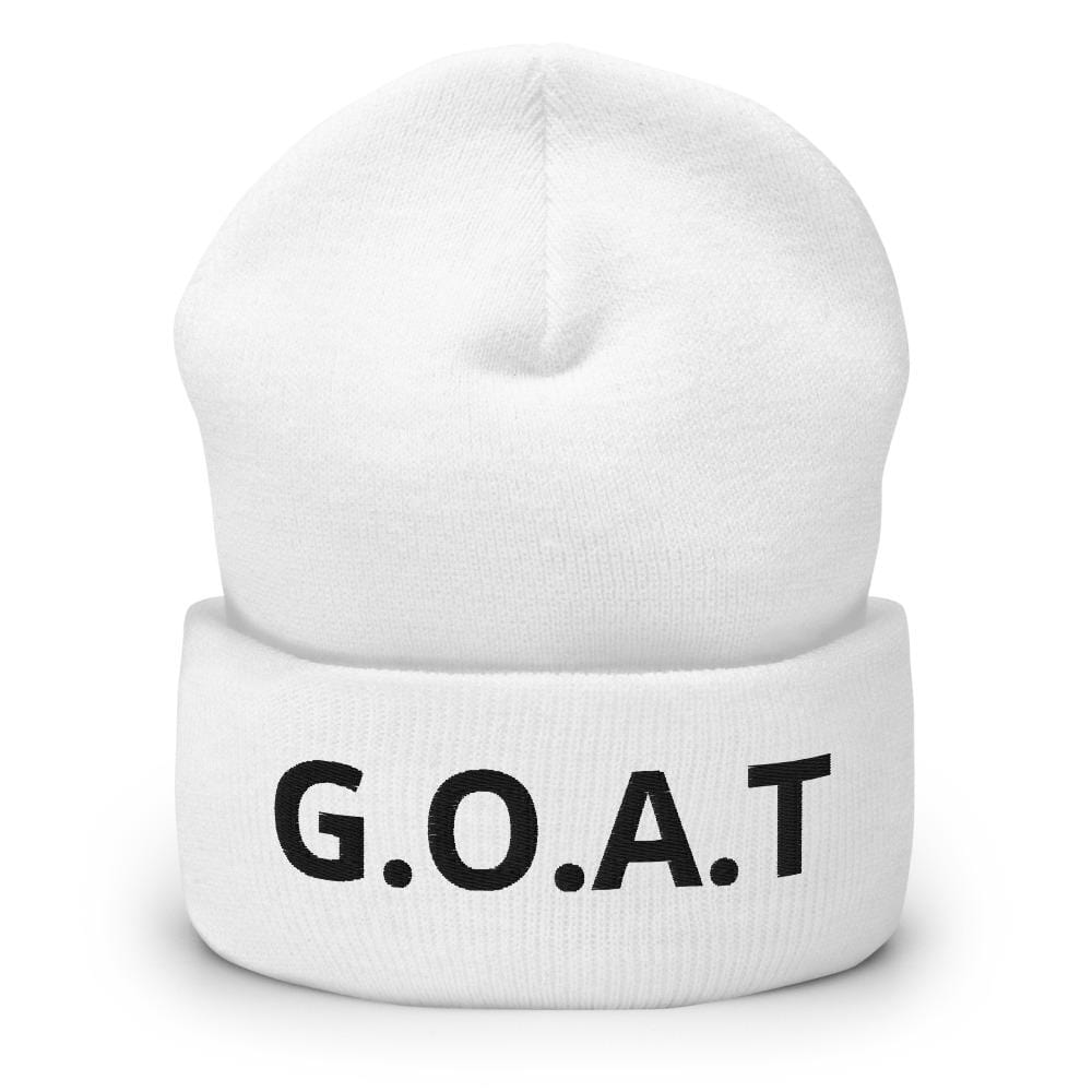 Printful Beanie White G.O.A.T Embroidered Beanie Hat-Embroidered Beanie Caps-Black