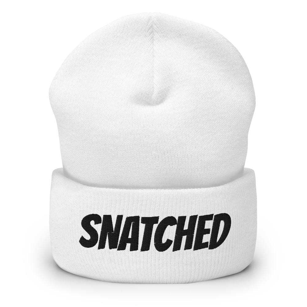 Printful Beanie White Snatched Embroidered Beanie Hat-Embroidered Beanie Caps-Black