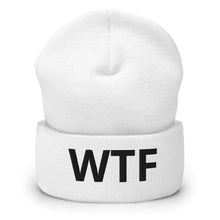 Afbeelding in Gallery-weergave laden, Printful Beanie White Wtf Embroidered Beanie Hat-Embroidered Beanie Caps-Black
