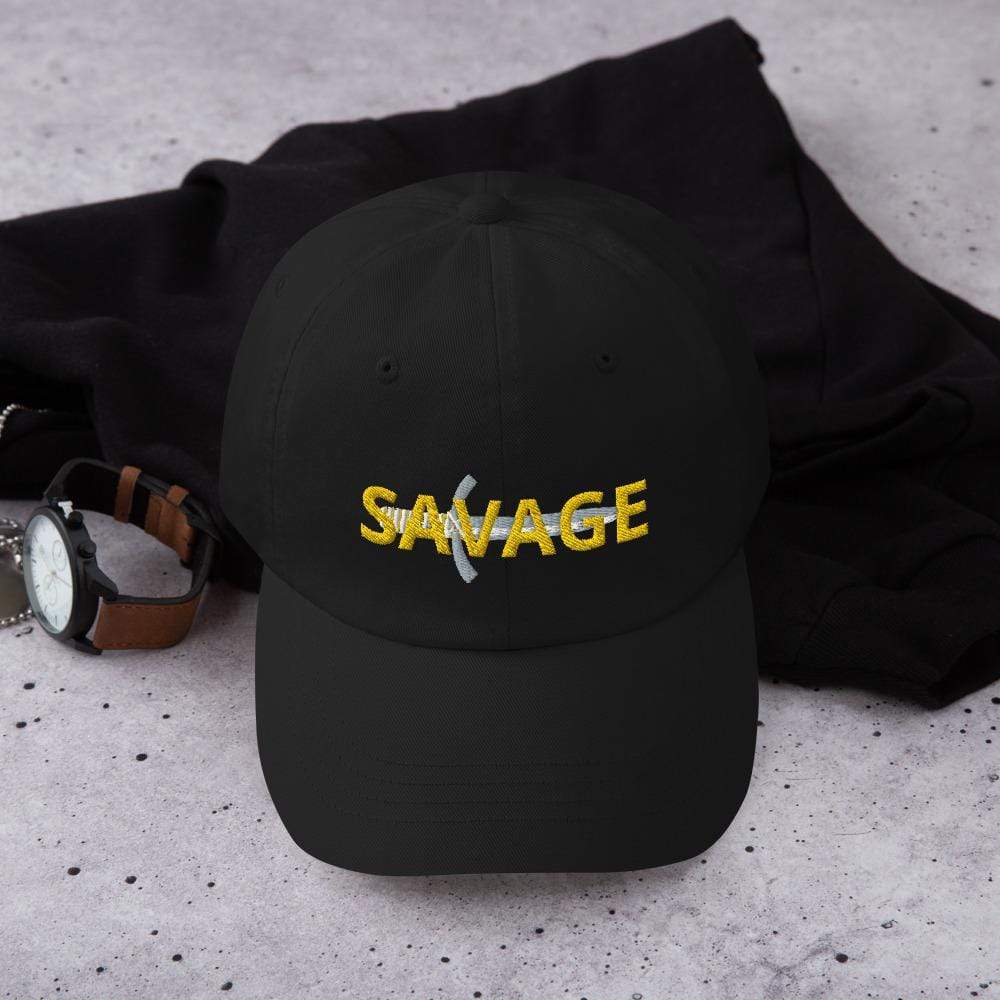 Printful Dad Hat Black Savage Embroidered Dad Hat-Custom Adjustable Dad Hat-Gold