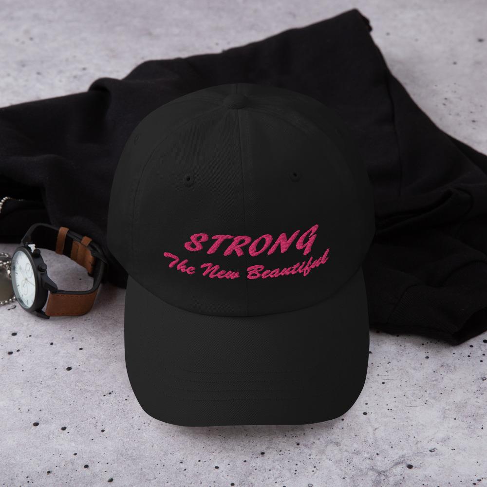 Printful Dad Hat Black Strong Embroidered Dad Hat-Custom Adjustable Dad Hat-Pink