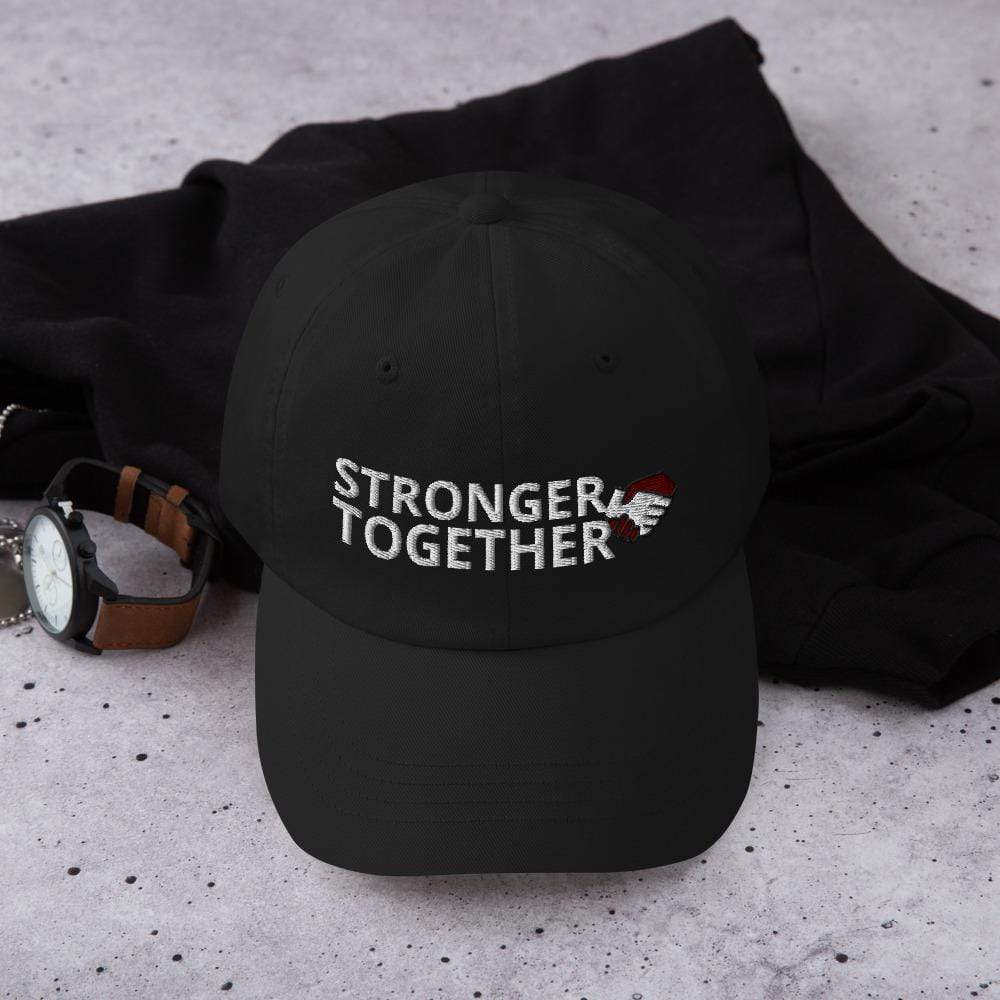 Printful Dad Hat Black Stronger Together Embroidered Dad Hat-Custom Adjustable Dad Hat-White