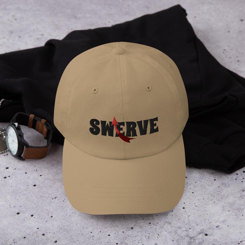 Printful Dad Hat Khaki Swerve Embroidered Dad Hat-Custom Adjustable Dad Hat-Black